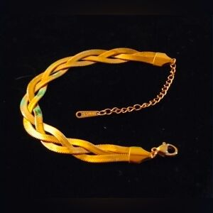 Mens Womens Stainless Steel Braided Flat Snake Chain Gold Bracelet 8.5"